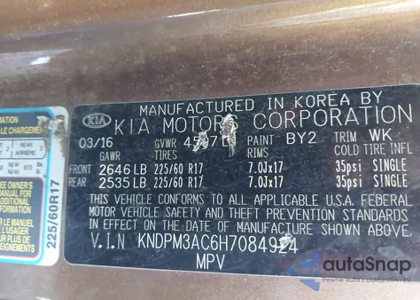 2017 Kia Sportage Lx from USA, damaged, VIN KNDPM3AC6H7084924